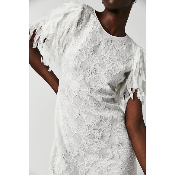 Free People Songbird Mini Dress White Size L. A40 - Picture 2 of 9